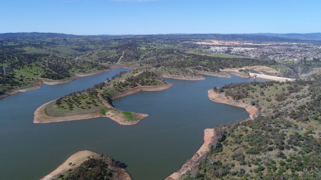 Little Para Reservoir (pictured) is at 69 per cent of its full water capacity today. Photo: SA Water/supplied