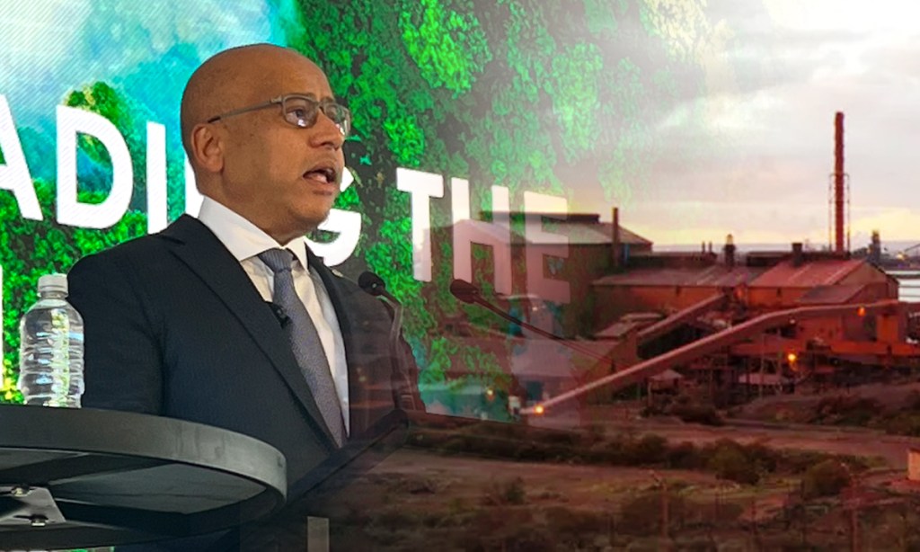 Sanjeev Gupta announcing the Whyalla Steelworks plan on Tuesday. Photo supplied: State Govt. 