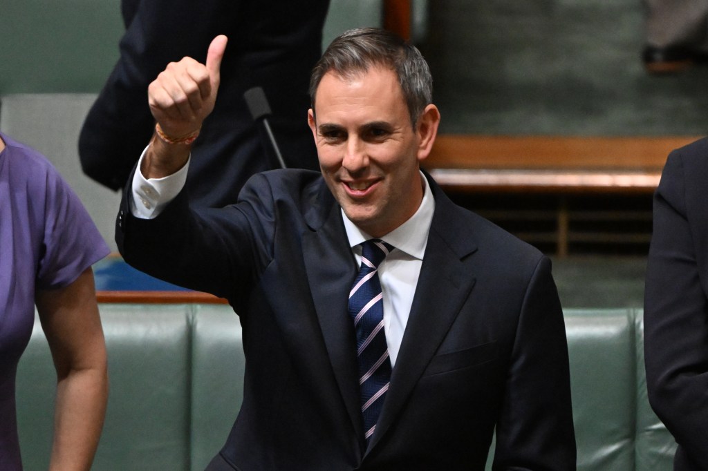 Treasurer Jim Chalmers before delivering the 2023/2024 Budget. Photo: AAP/Mick Tsikas