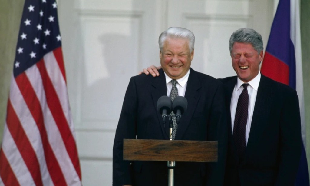 US President Bill Clinton and his Russian counterpart Boris Yeltsin. Photo: Getty
