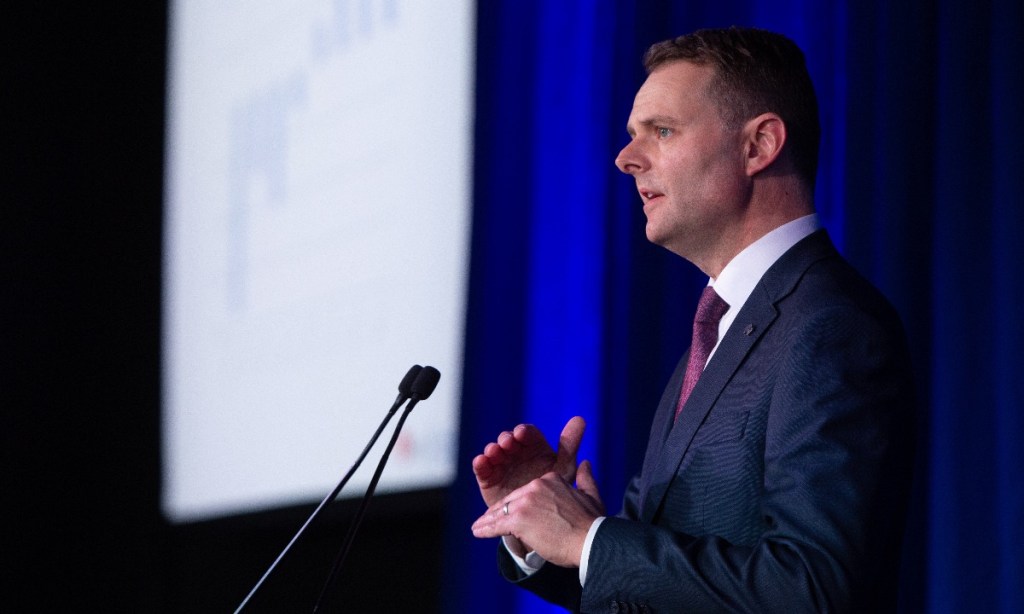 Treasurer Stephen Mullighan handing down the State Budget 2023/24. Photo: Brett Hartwig/InDaily