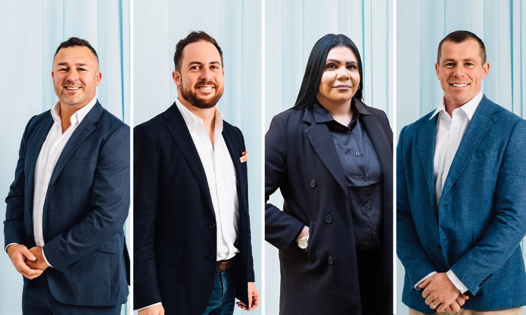 Mark Johnson, Matthew King, Nicole Gollan, Robert Statham. Photo: Samuel Graves.