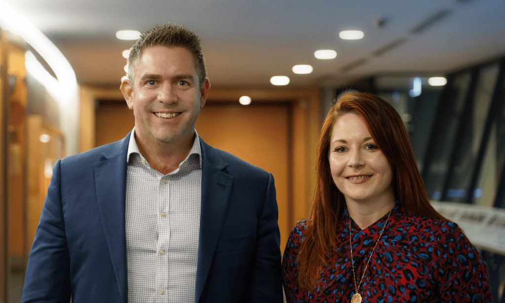 Beca's Business Director of South Australia Sam McCarthy with Beca HunterH2O's Marketing Coordinator Carly Soutter. Photo: supplied.