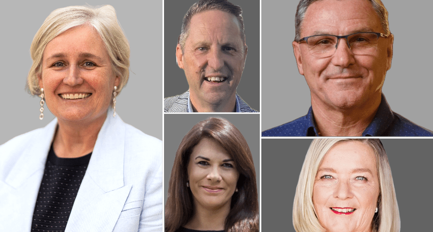 Jodie Kannane (left), Brenton Clarke (centre, above), Melissa Holzberger (centre, below), John Hood (right, above) and Sue Thomas (right, below) have all been appointed to new roles. 
