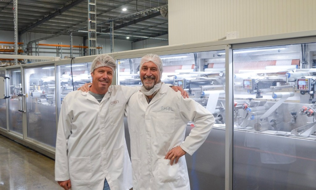 The Hygiene Co co-founders Corey White and Phil Scardigno. Photo: David Simmons/InDaily.