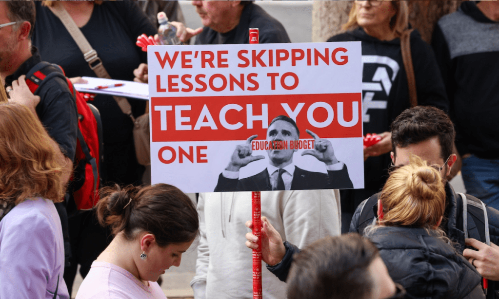Thumbnail for Teachers rally at Parliament House