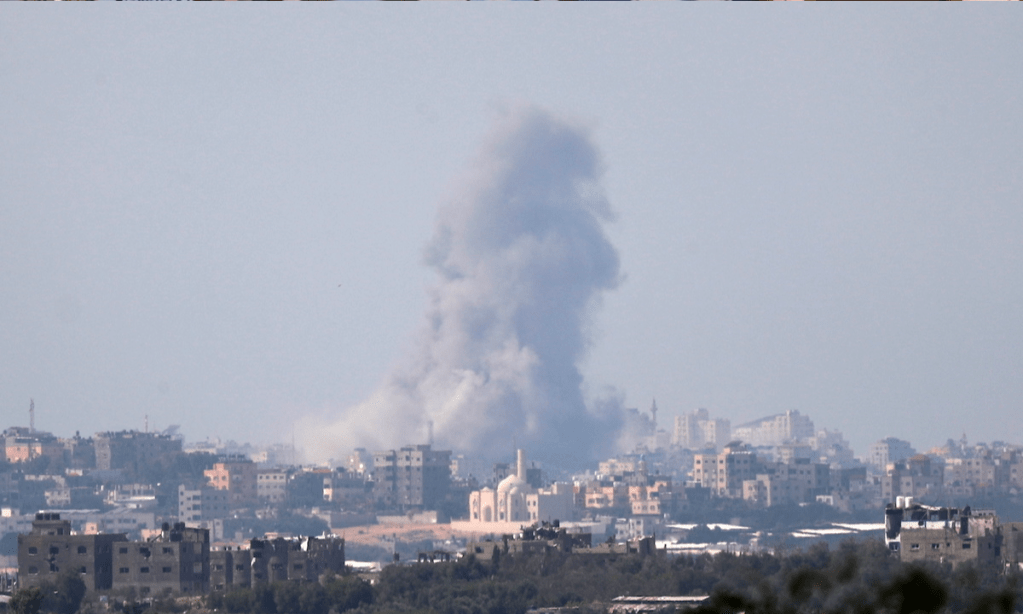 Clouds of smoke rise from the town of Beit Lahia as a result of Israeli airstrikes in northern Gaza. Photo: Atef Safadi/EPA/AAP