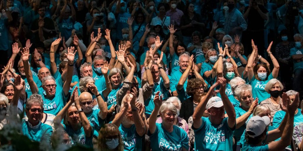 SA Liberals are on the hunt for green votes. Last federal election many Teal candidates, including Monique Ryan in Melbourne, won former blue ribbon Liberal seats, standing on strong climate change platforms. Photo: Diego Fedele/AAP