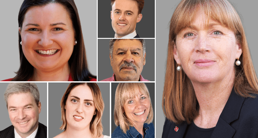Caroline Kelly (left, above), Simon Mitchell (left, below left), Patrick Arnfield (centre, above), Klynton Wanganeen (centre), Siggi Frede (centre, below) and Imelda Lynch (right) have all been appointed to new roles. Meanwhile, Patrice Sharkey (left, below right) has stepped down as Artistic Director of Adelaide Contemporary Experimental.