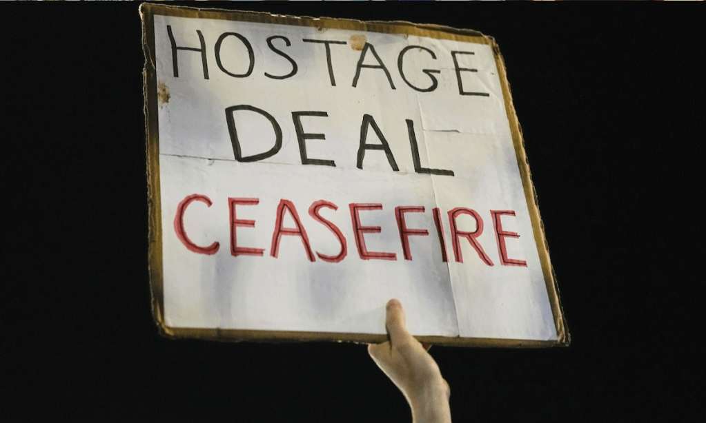 Israel's Cabinet is considering a possible deal for the release of some of the hostages held by Hamas in exchange for a temporary halt to Israel's military offensive in Gaza. Photo: AP/Ariel Schalit