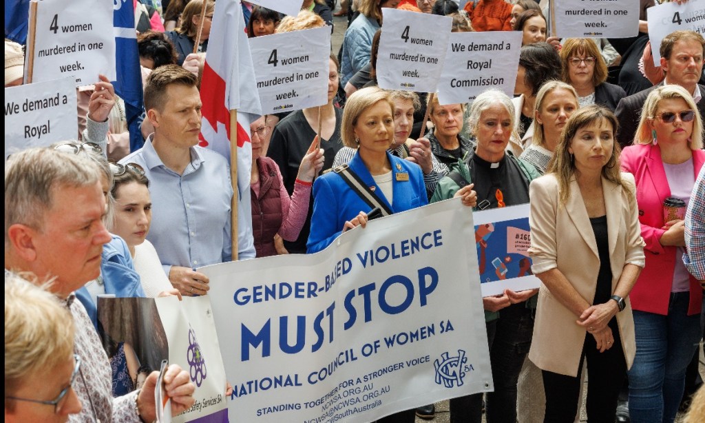 A protest at state parliament after four women were killed in one week. Photo: Tony Lewis/InDaily