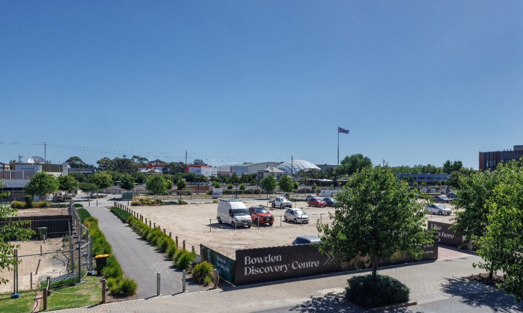 Currently a car park, this lot in Bowden is set to be SA's first built-to-rent development. Photo: Tony Lewis/InDaily.