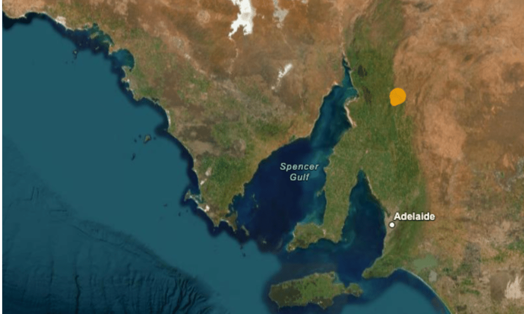 The location of today's earthquake in Jamestown. Image: Geoscience Australia