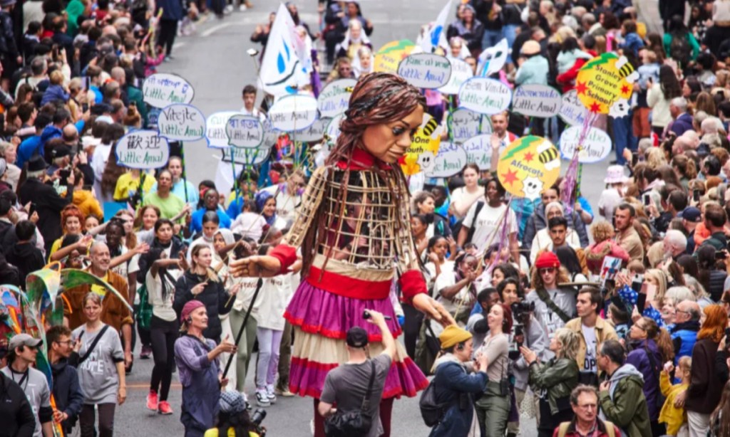 Little Amal at the Manchester Day Parade in 2022. Supplied image