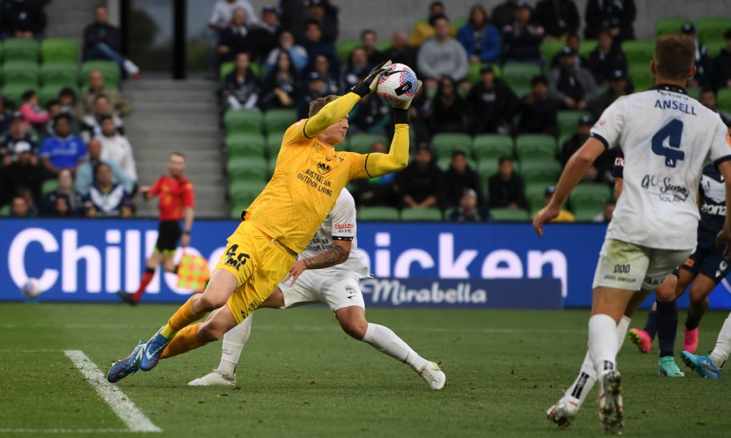 Adelaide United's Joe Gauci pulls off a great save against Melbourne Victory.  Photo: MarkAvellino/Sportpix/Sipa USA