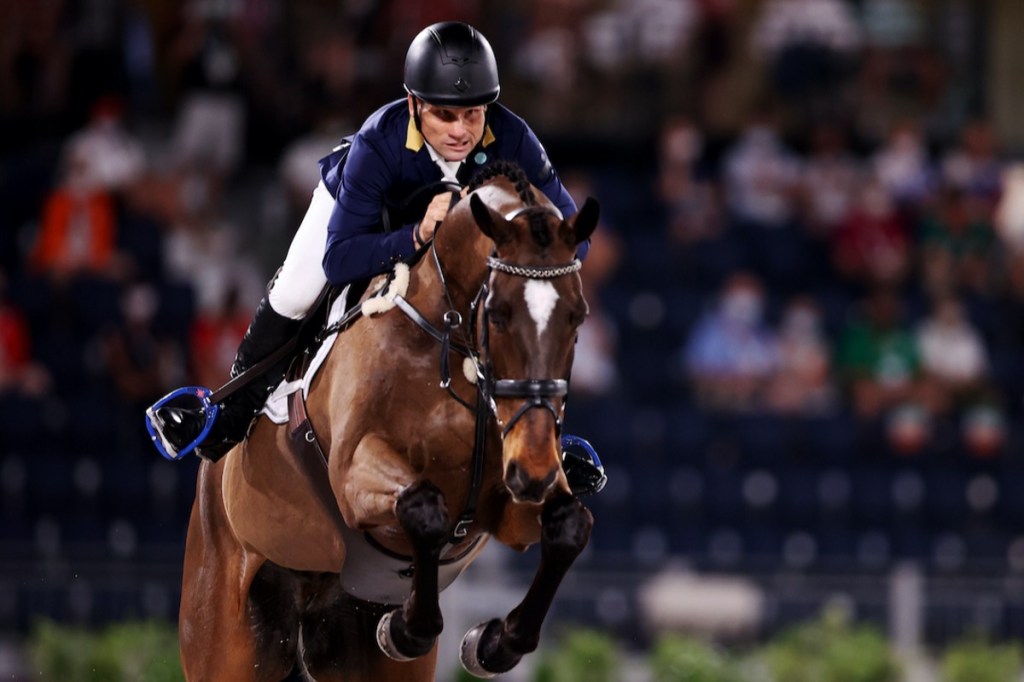 Australian Olympian Shane Rose has been stood down from competition after wearing a mankini at a fancy dress showjumping event. Photo AAP
