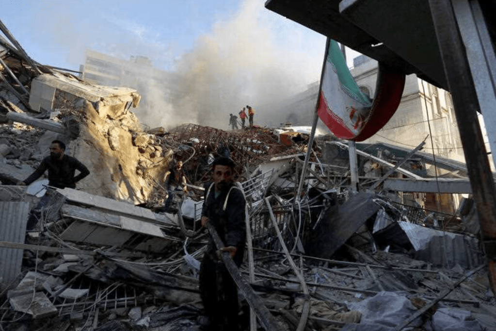 An Israeli airstrike has destroyed the consular section of Iran's embassy in Damascus, killing or wounding everyone inside, Syrian state media said Monday. Photo: AP Photo/Omar Sanadiki