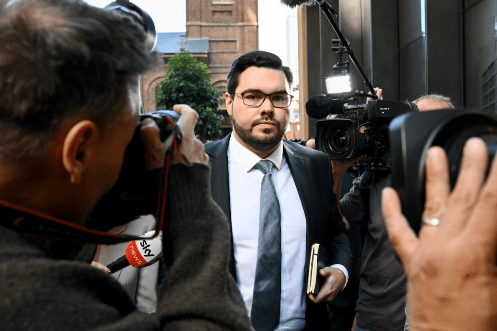 Bruce Lehrmann leaves the Federal Court after last month's defamation judgement. Photo: AAP