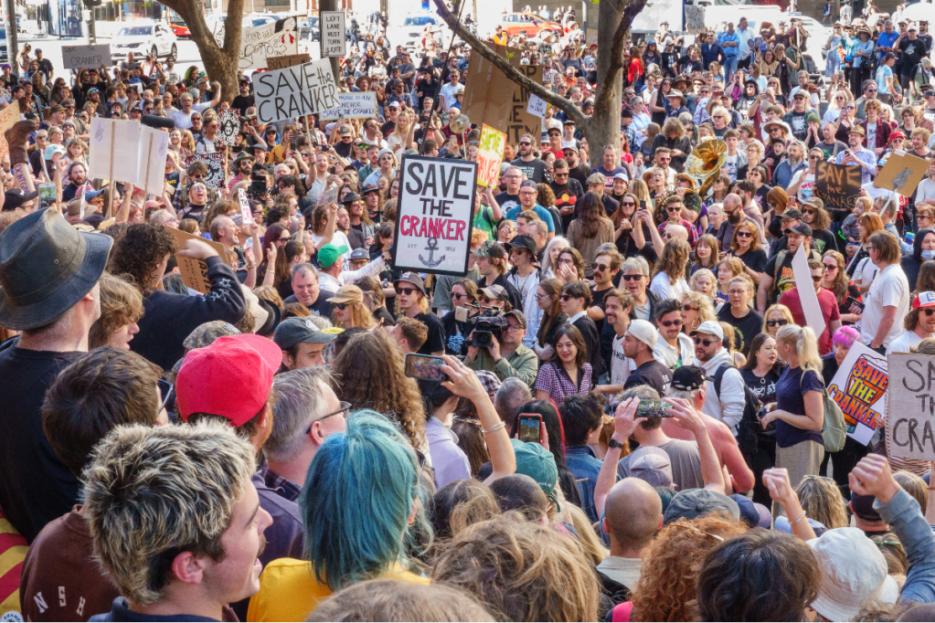 Part of the crowd at a "Save the Cranker" rally at Parliament House on April 28. Photo: Tony Lewis / InDaily