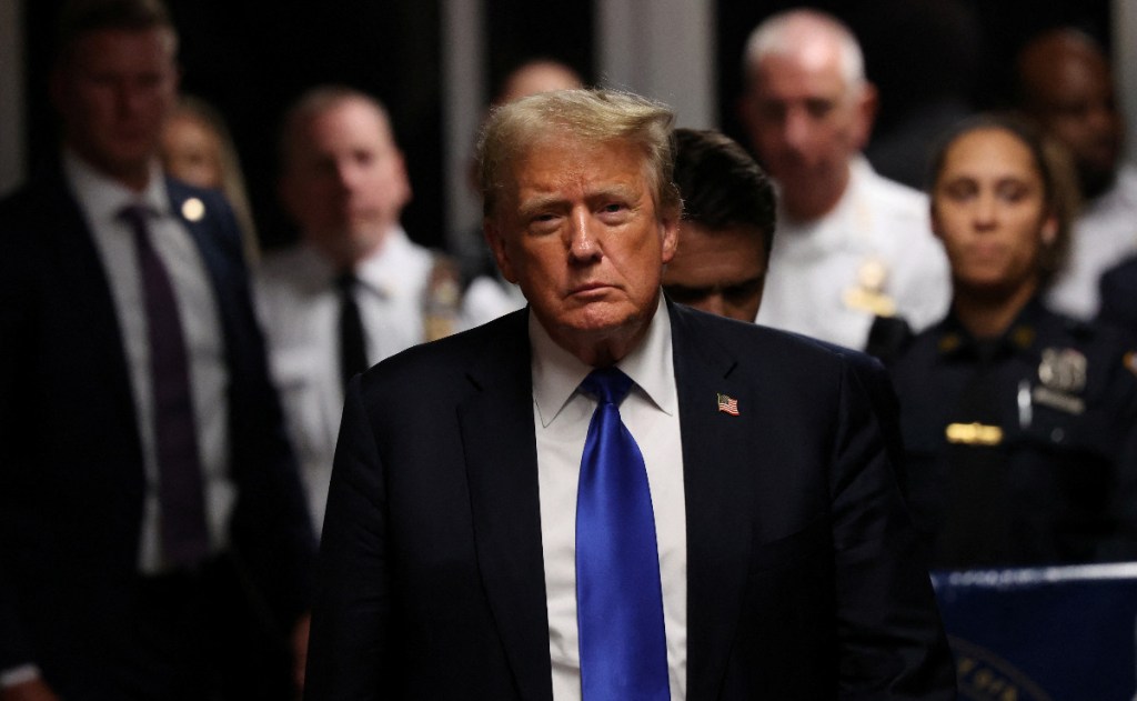 Former US President Donald Trump walks out of the courtroom at the conclusion of his hush money trial in Manhattan. Photo: Michael M. Santiago/Pool via REUTERS