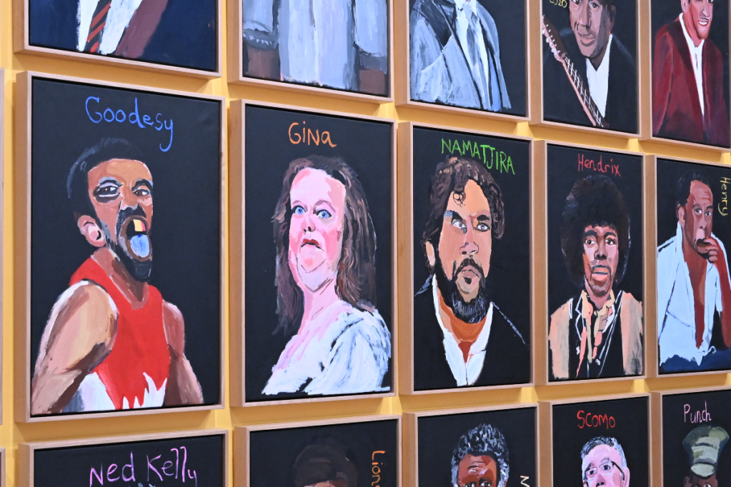 The Gina Rinehart portrait in a wider work by Vincent Namatjira. Photo: AAP