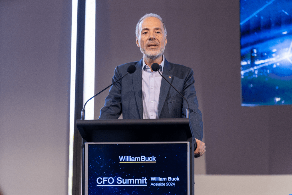 Peregrine Corporation managing director Charlie Shahin speaking at William Buck's CFO Summit. Photo: Supplied/Andrew Beveridge.