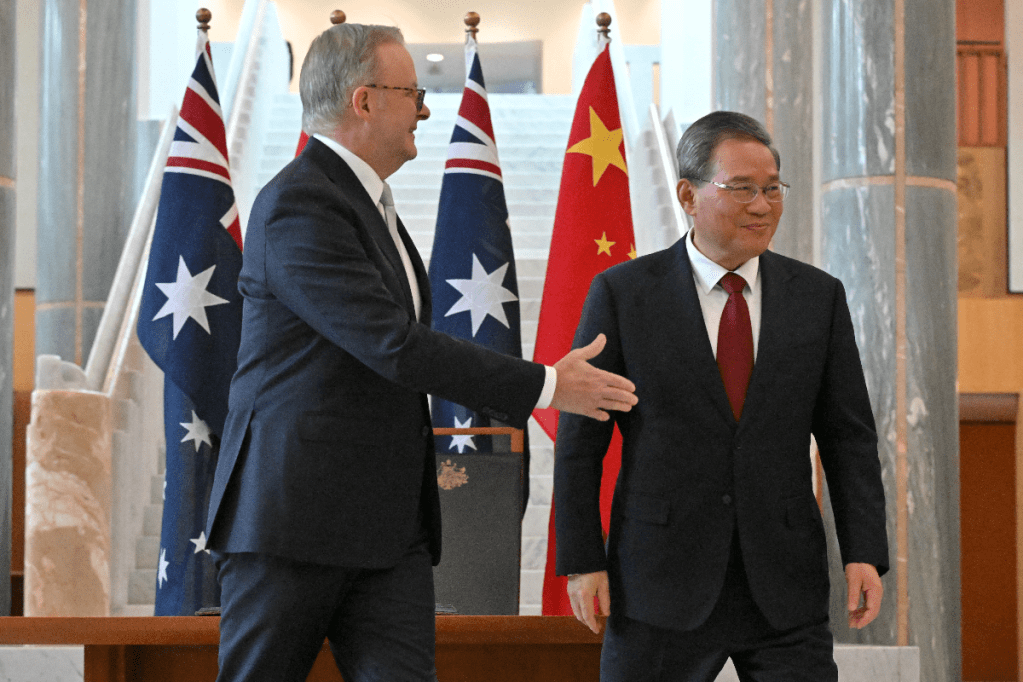 Chinese Premier Li Qiang meets with Australia’s Prime Minister Anthony Albanese at the Australian Parliament House in Canberra, Australia June 17, 2024. Phoho: MICK TSIKAS/Pool via REUTERS
