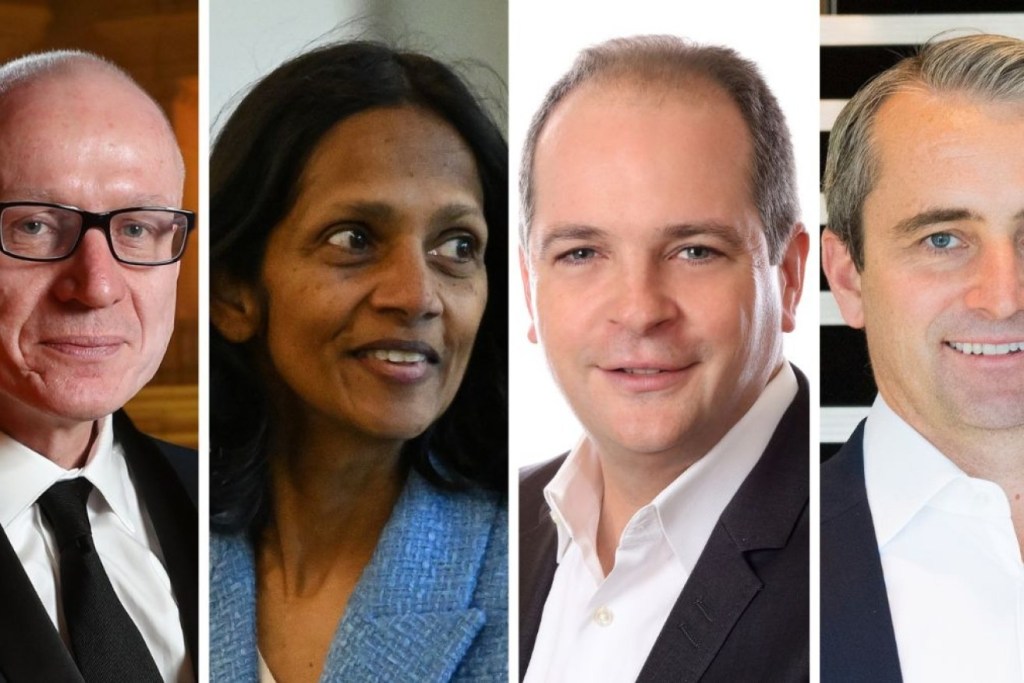 News Corp's Robert Thomson, Macquarie Group's Shemara Wikramanayake, Mick Farrell from ResMed and CBA's Matt Comyn. Photo: TND