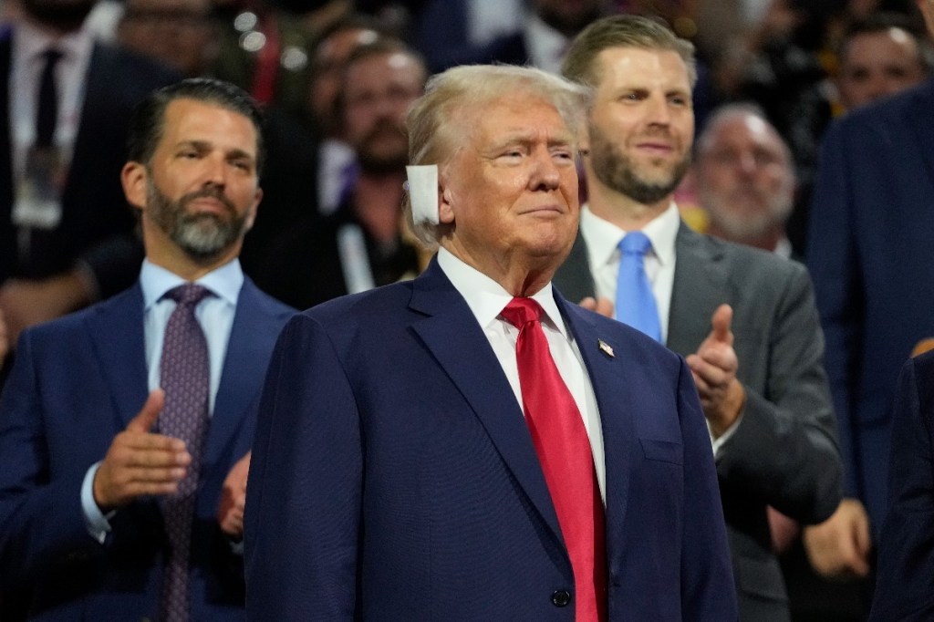 Thumbnail for Bandaged Trump appears at Republican convention