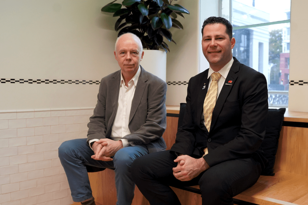 Safety from Space founder Mark Rice and AICRAFT CEO Tony Scoleri are the inaugural recipients of a new grants fund for South Australian space companies. Photo: Supplied.