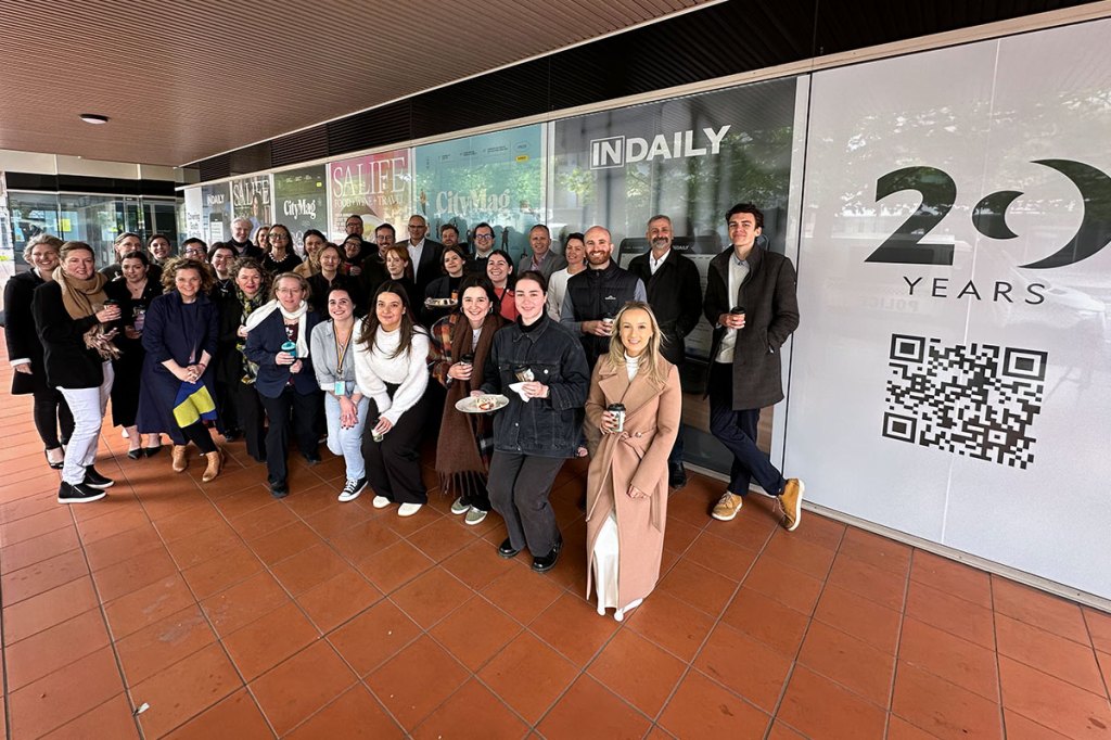 Solstice Media staff celebrate the independent company's 20th anniversary.
