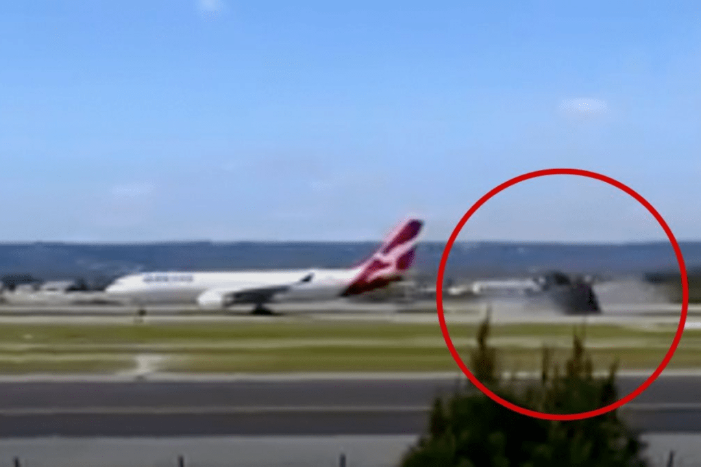 Thumbnail for Vision captures Qantas jet tearing up runway