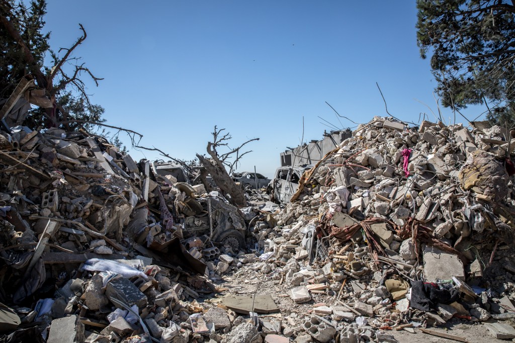 The site of an earlier Israeli airstrike in in Karak in Lebanon's Bekaa Valley. Photo:SOPA Images/Sipa USA