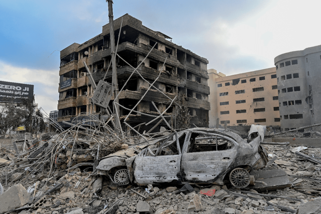 Damage from an Israeli airstrike in southern Beirut. Photo: EPA
