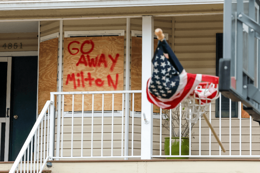 A Florida home is boarded up ahead of Hurricane Milton's arrival. Photo: EPA